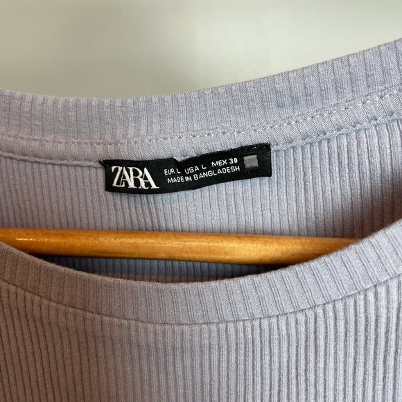 Zara Blue/Grey Ribbed Crop Top - Picture 8 of 8